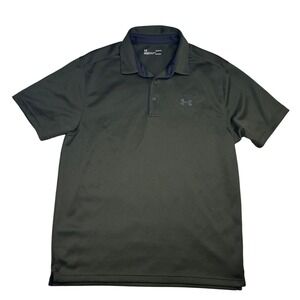 Under Armour Tech Polo Mens Large Olive Green HeatGear Short Sleeve Shirt
